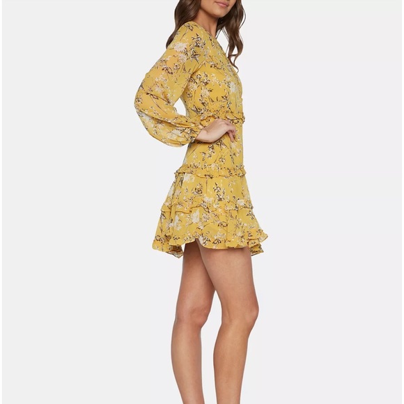 BARDOT Yellow Tiered-Hem Dress - Picture 3 of 3